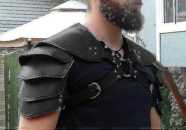 Betterlifefg-medieval Viking Leather Double Shoulder Armor Steampunk Vintage Leather Harness Retro Spartacus Warrior Gladiator Leather Armor Fashion L
