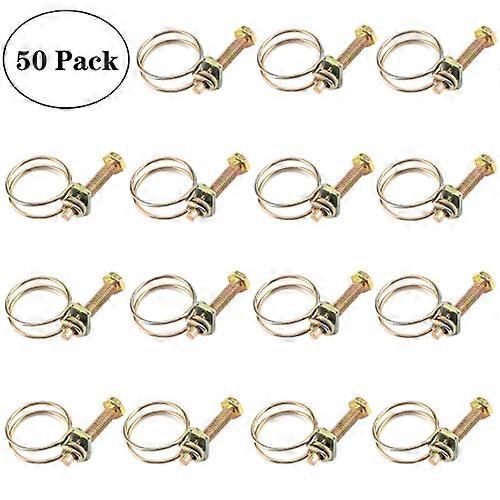 50 PCS M22 Adjustable Color Galvanized Iron Double Wire Hose Clamps