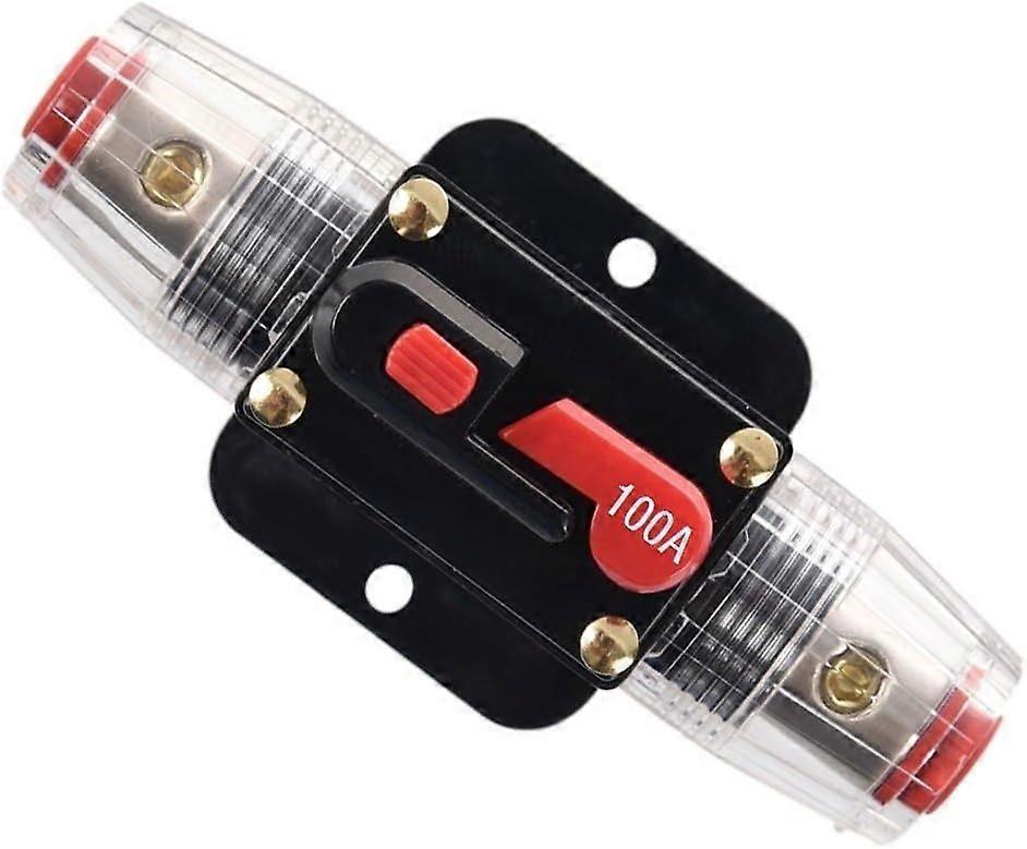 12V-24V DC 100 Amp Circuit Breaker, Fuse Holder, Inline Fuse Block For Car Audio Solar Inverter System Protection (100A)