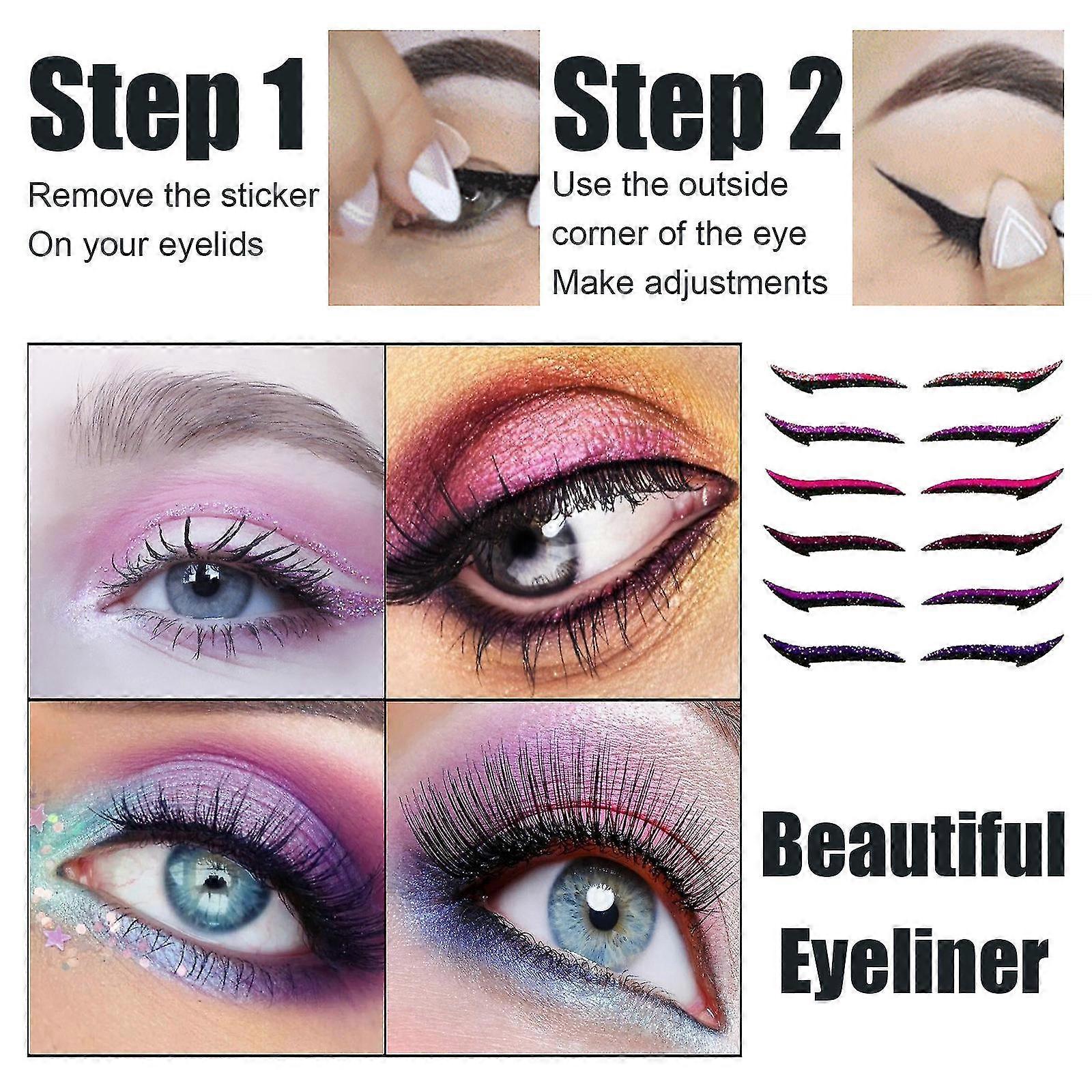 12pairs Autocollants de paupières réutilisables Contour instantané Couvercle ailé Cosmétique Easyapplica