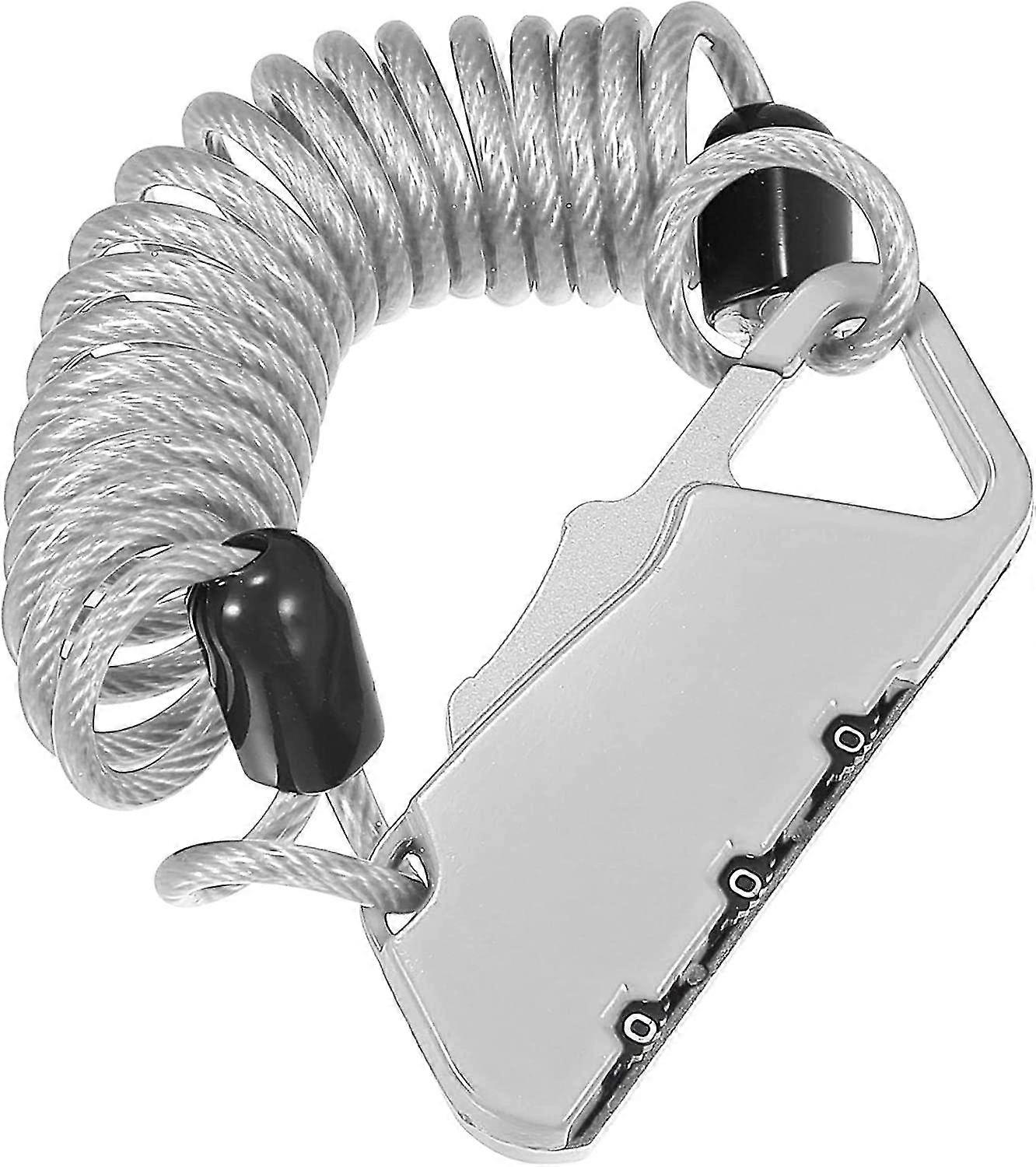 Bicycle Helmet Lock 3 Digit Resettable With Cable Lock Silver 1pcs