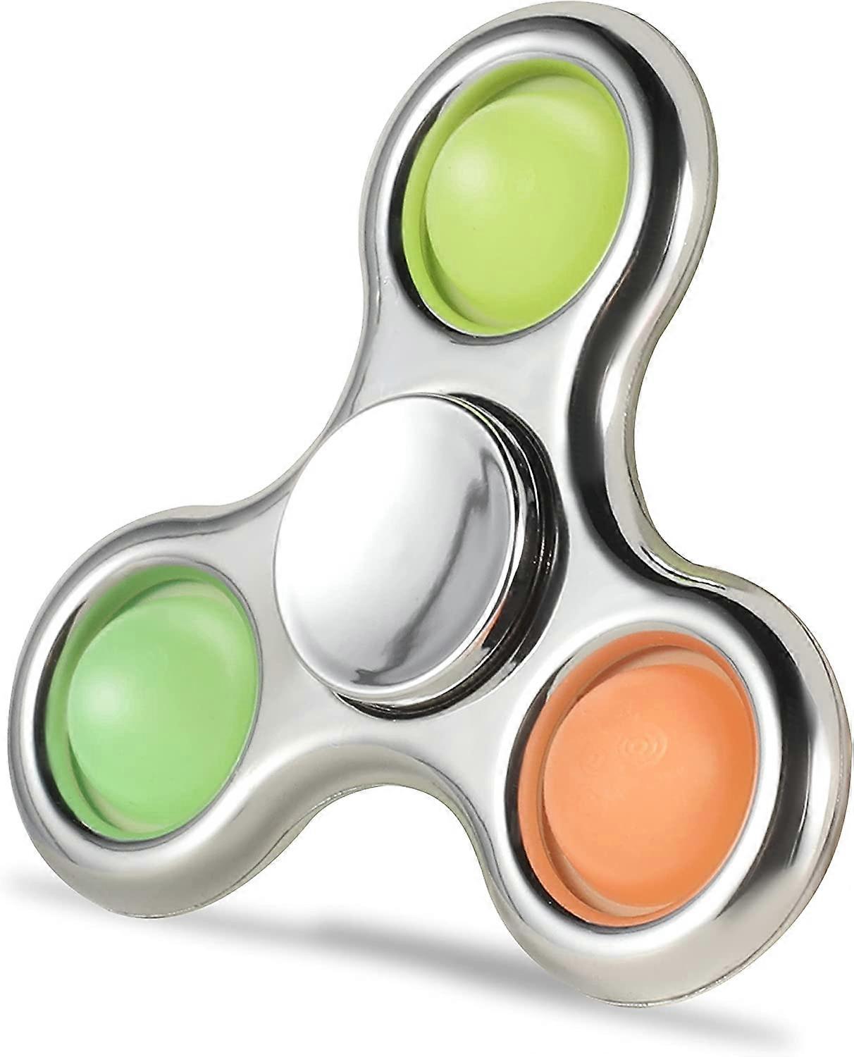 Pop Fidget Spinner, Simple Sensory Fidget Spinner Toy Push Pop Bubble Spinner Toy for Stress Reduction and Anxiety Relief Hand Toy for Children-Silver