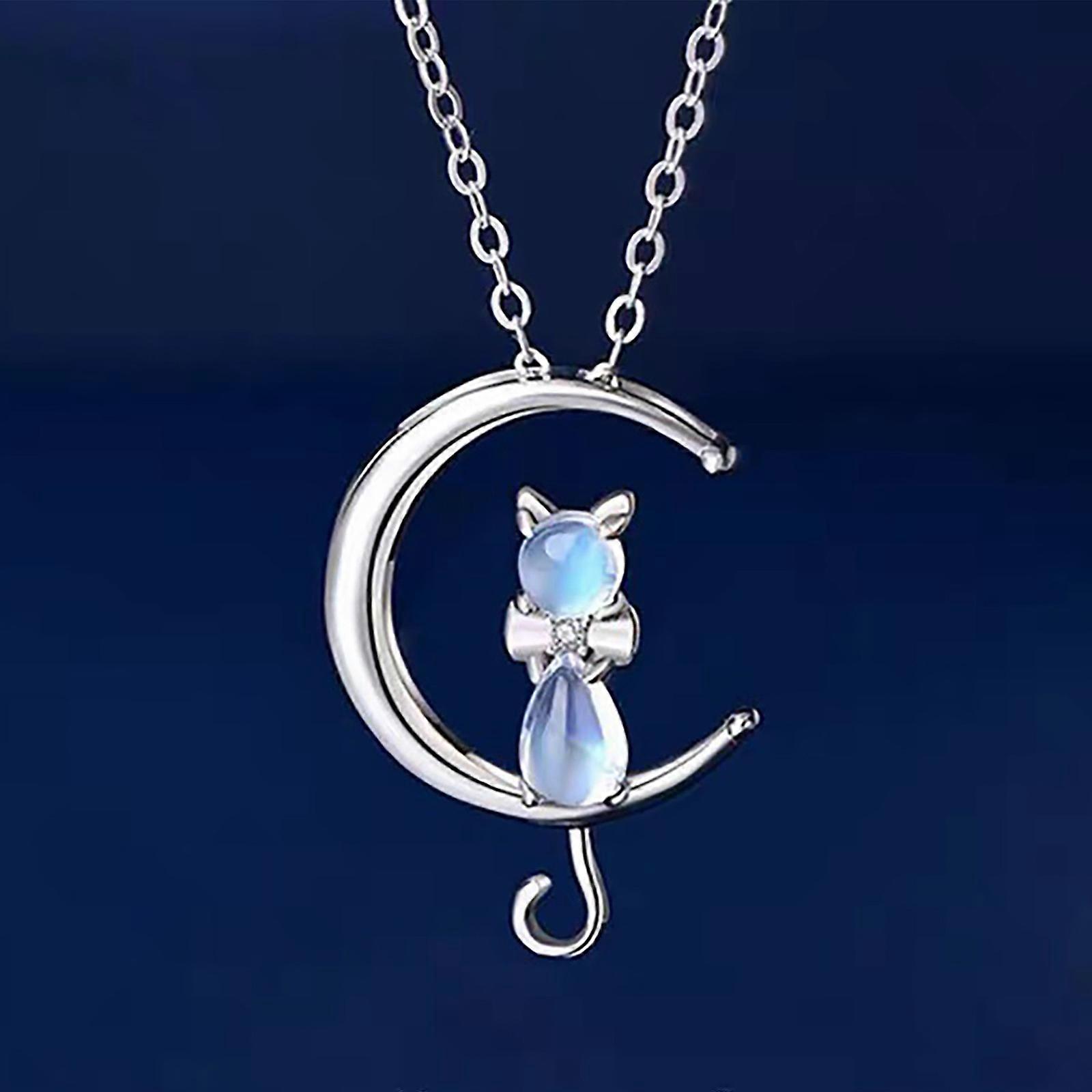 Moon Cat Necklace Clavicle Chain