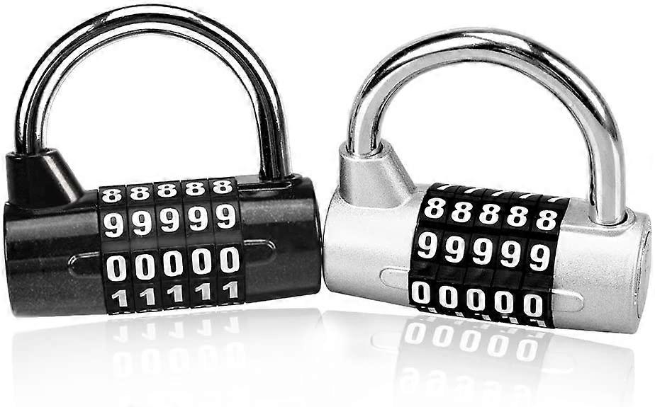 2 Pieces Combination Padlock with 5 Digit Combination Lock for School Locker, Briefcases, Suitcase etc- Silver and Black