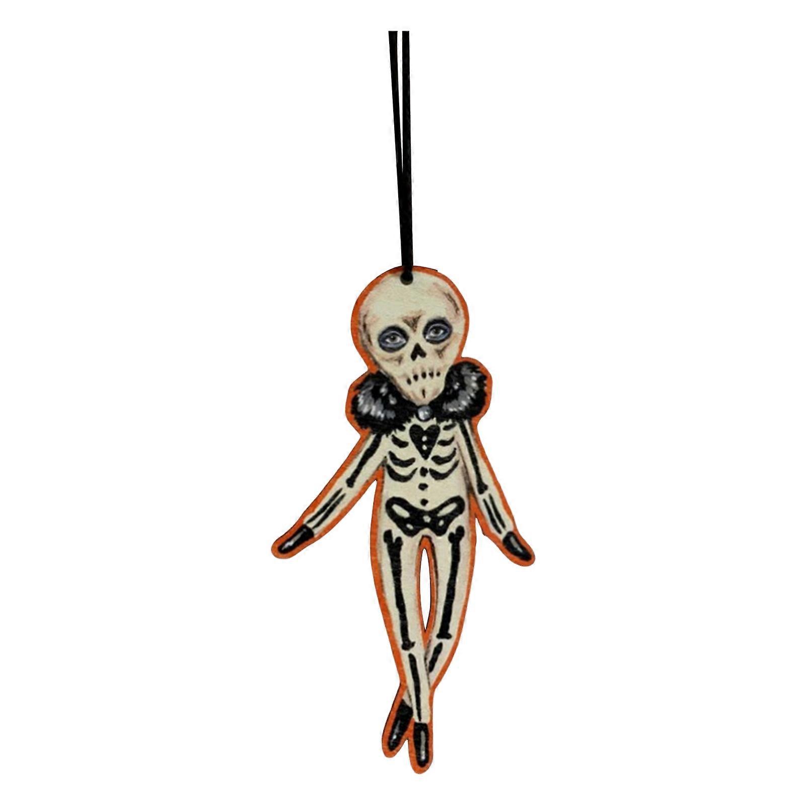 Halloween Acrylic Pendant Spooky Ghost Pumpkin Head Statue Rear-View Mirror Decoration for Car Window Door Wall Bedroom