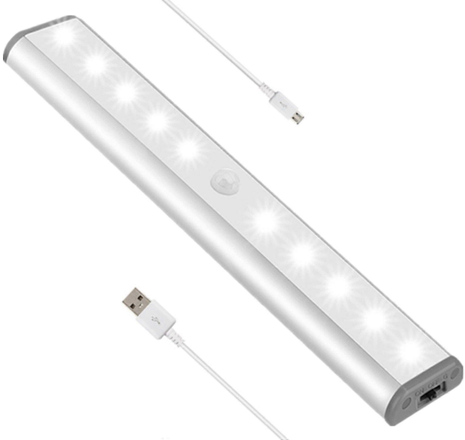 Stick-on Anywhere Portable Little Light Wireless LED Under Cabinet Lights 10-LED Motion Sensor Activated Night Light Build in Rechargeable Battery Mag