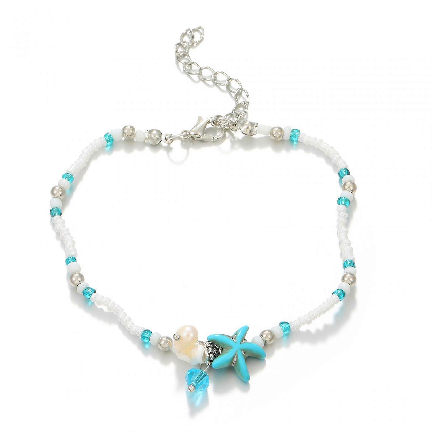 Blue starfish anklet for women