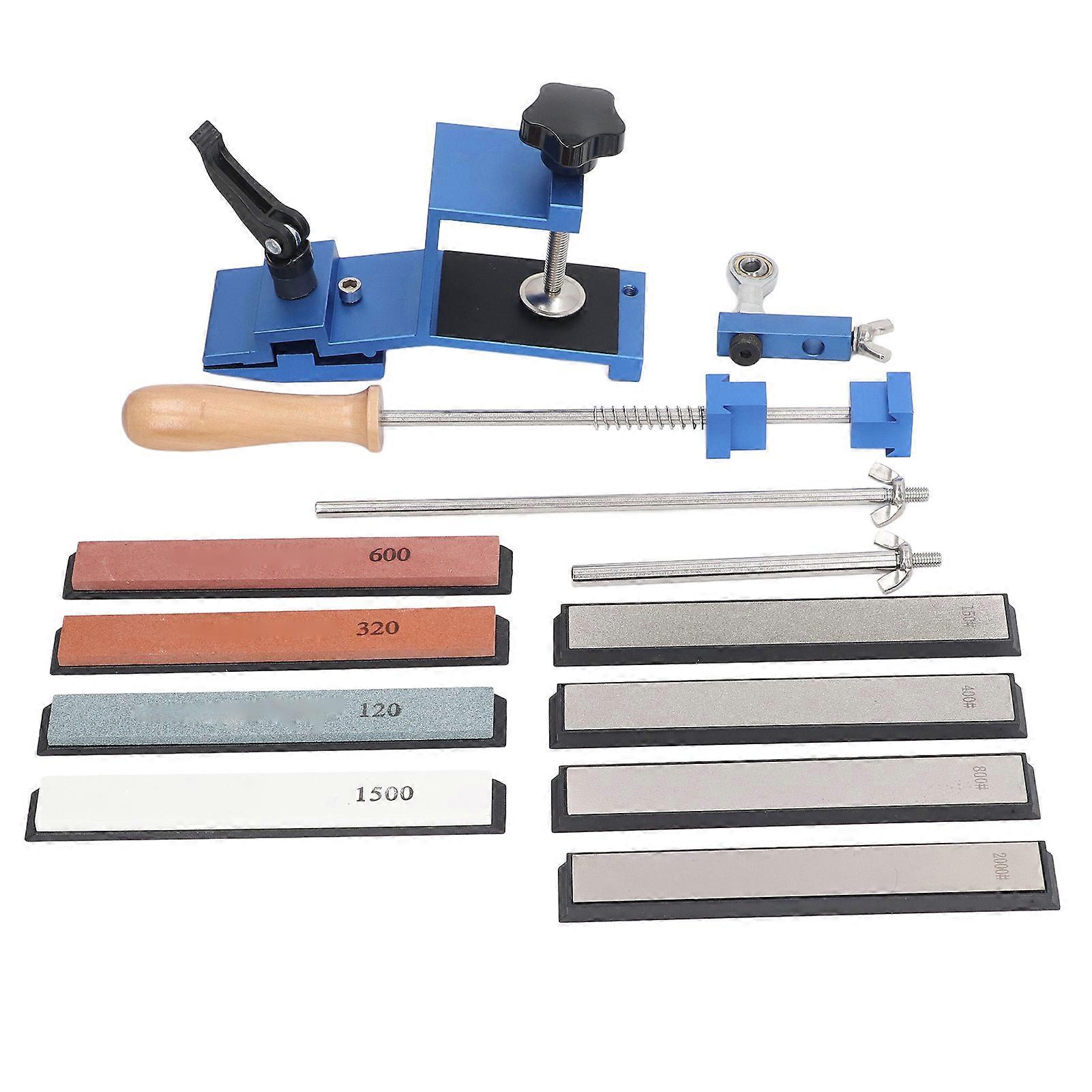 Messerschärfer-Set mit festem Winkel und 4 Schleifsteinen, 4 Diamant-Schleifsteinen, Messerschärfwerkzeug