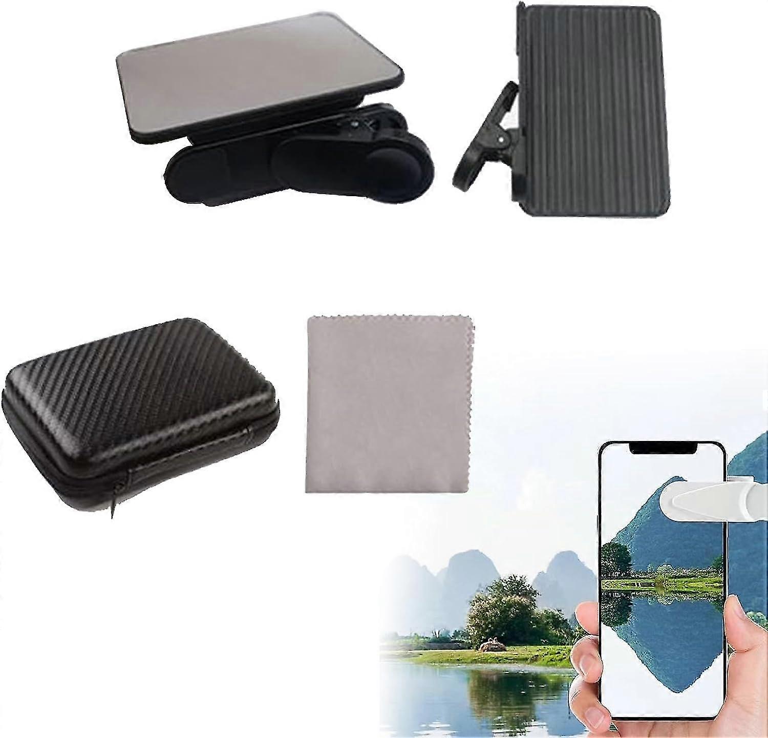 スマートフォンカメラミラー反射クリップキット、携帯電話撮影反射クリップ、写真アクセサリー、すべてのスマートフォンに適しています(黒)