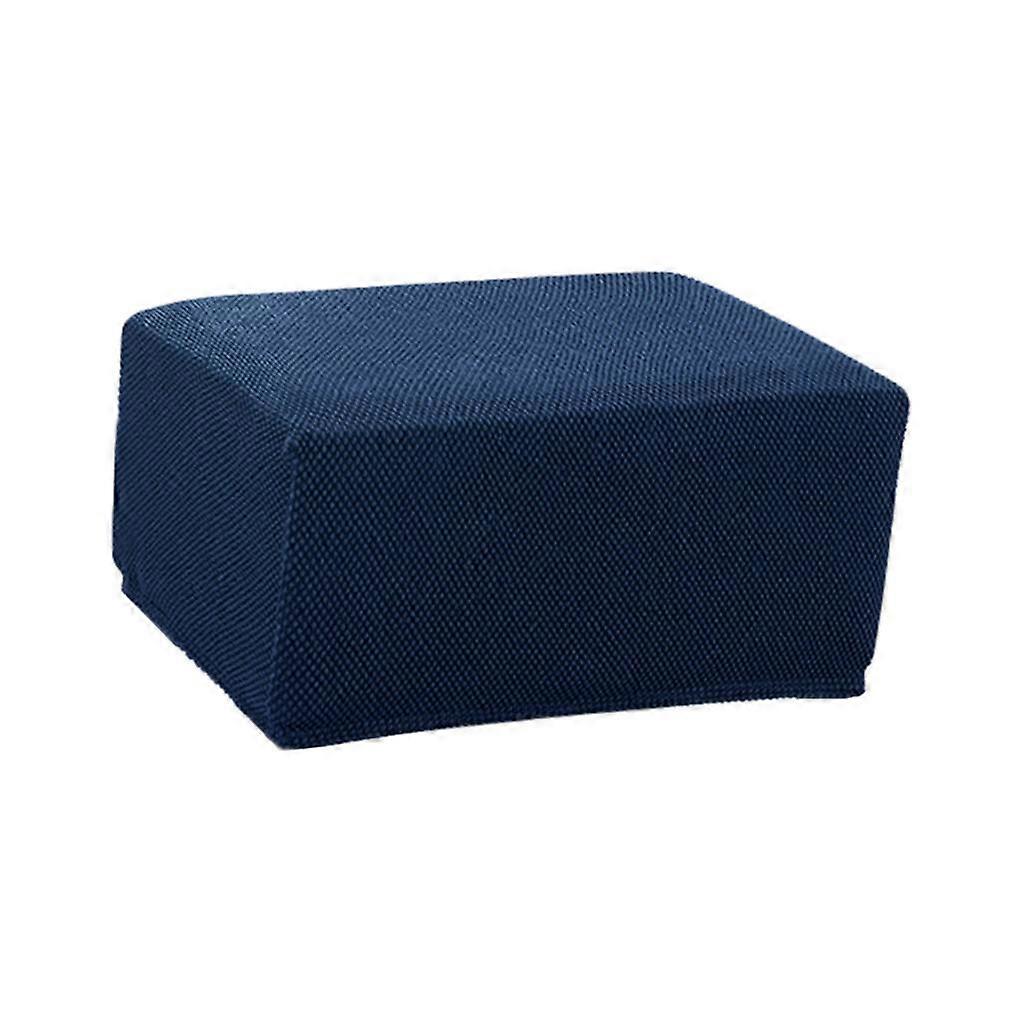 Jacquard Storage Cubierta otomana Taburete Protector de funda azul oscuro