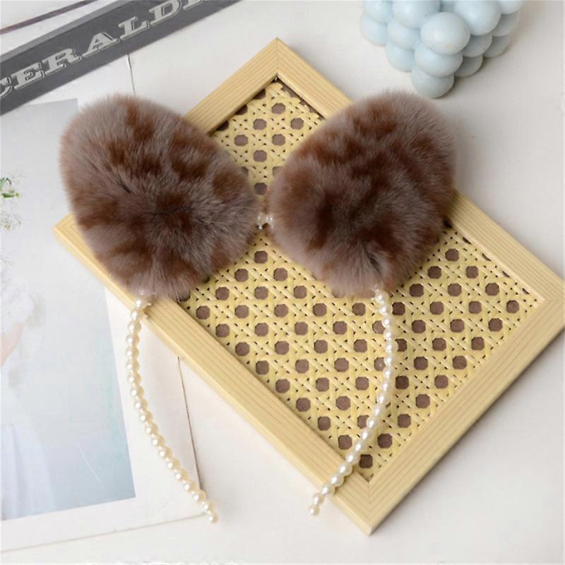 MIMIGO Real Fluffy Rabbit Fur Ball Cat Ears Panda Hair Hoop Headband Xmas Party Cosplay