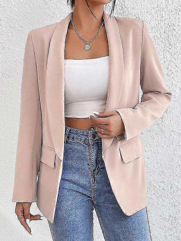 Women's Lapel Pockets Blazer Suit Long Sleeve Work Office Jacket