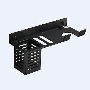 Wall Mount Holder for Hair Dryer and Hair Straightener, with Socket Holder and Storage Space, No Drilling Required Hair Dryer Holder