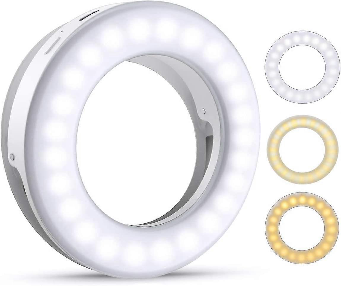 Selfie Light, Cell Phone Selfie Light, Cell Phone Ring Light, 40 LED Ring Light with 3 Stuff Brightness, USB Rechargeable Selfie Ring Light, for All C