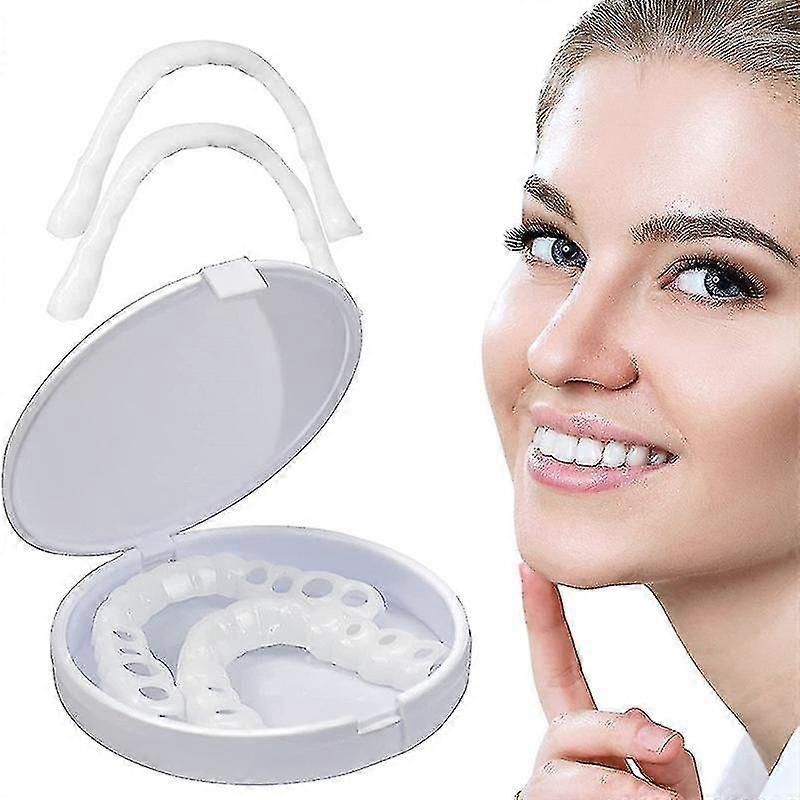 Smile Braces Snap On Upper False Teeth Dental Veneers Denture Cover Set