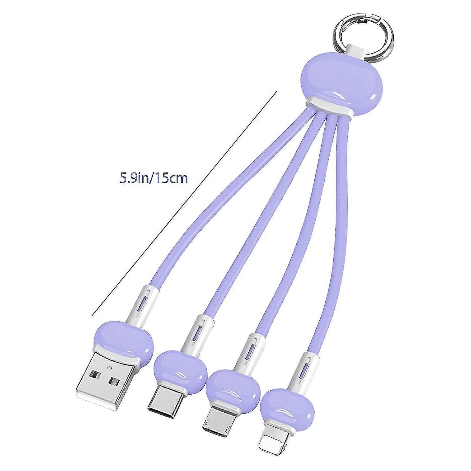 3 In 1 Usb Charger Cable With Keychain Universal Portable Fast Char Ging Cable