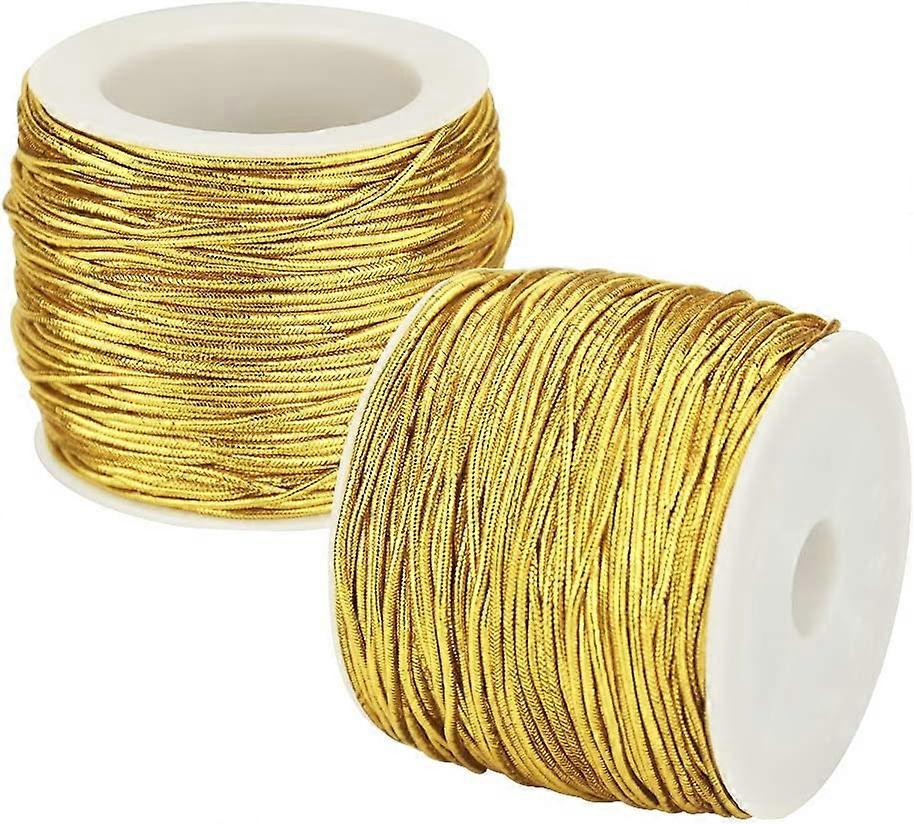Rolls Metallic Elastic Cords Stretch Cord Ribbon Gold Twine String Metallic Tinsel Cord Rope Stretchy Beading Thread Jewelry Craft Making Gift Wrappin