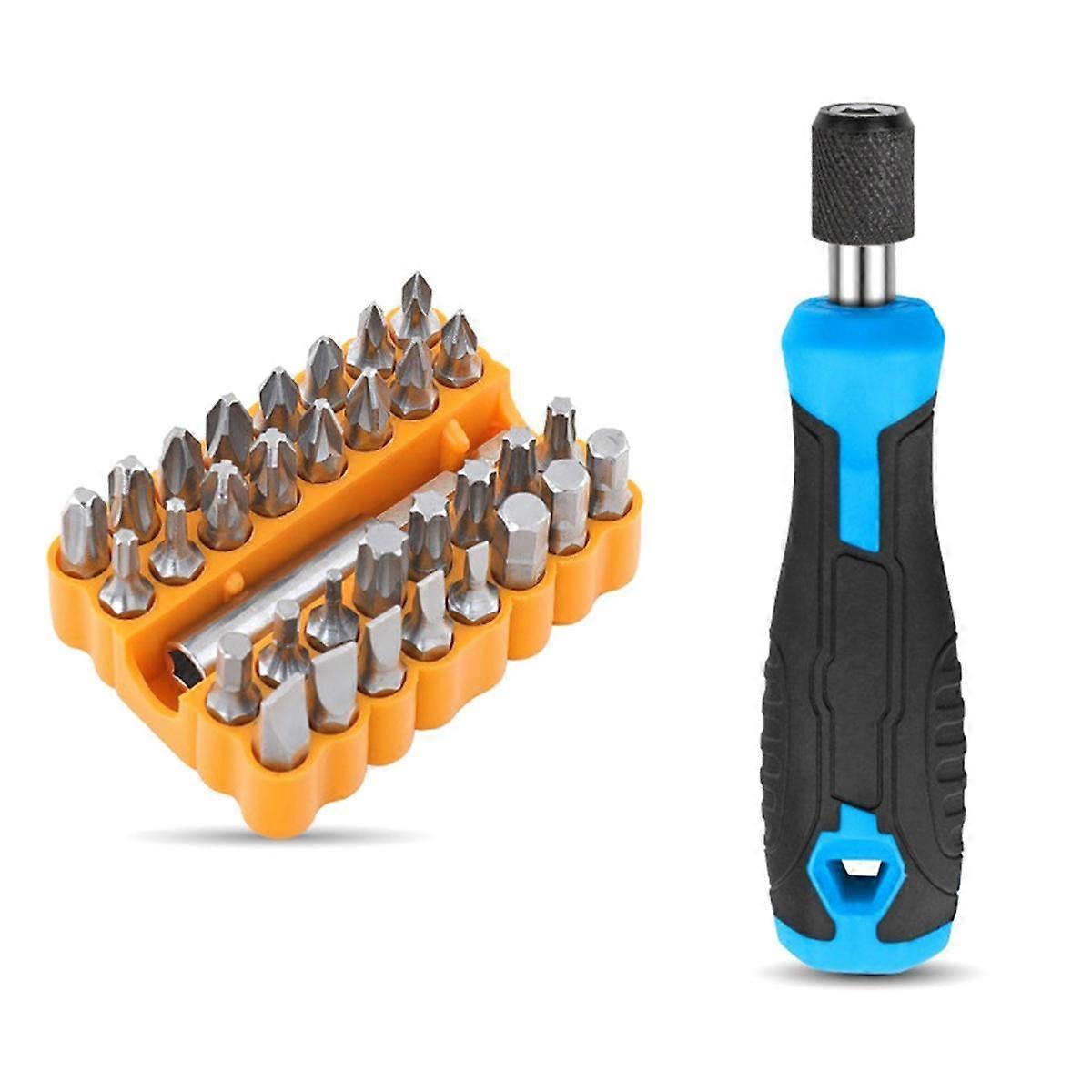 1/4Inch Screwdriver Bit Handle Multi-Function Screwdriver Set Screwdriver Drill Wrench Tool (Blue)