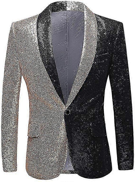 Men'S Fashion Half Color Sequin Suit Jacket Suitable For Parties And Dances