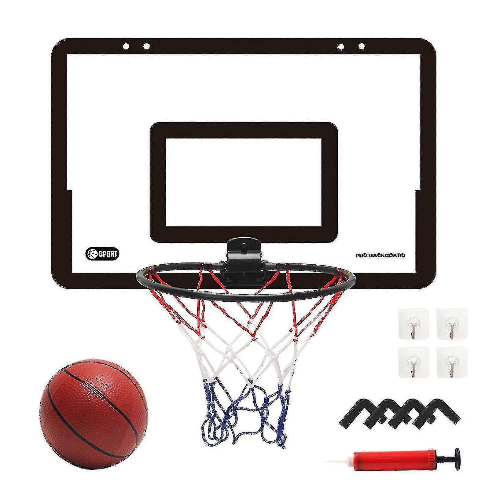Transparente porta de basquete placa de basquete sem soco mini basquete backboard com 1 cesta rede 4 gancho 1 basquete