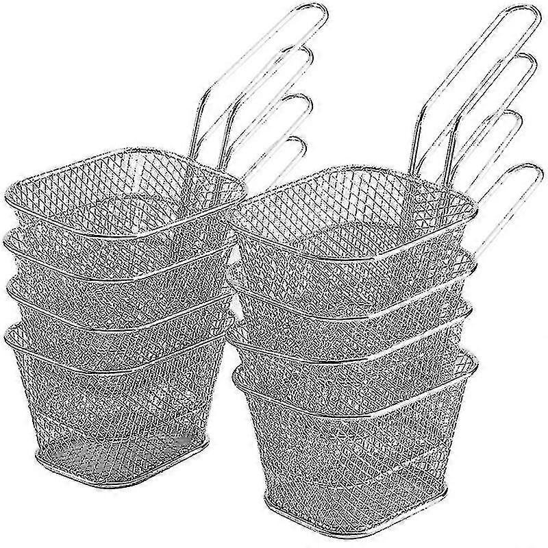 Mini stekekurver for pommes frites med håndtak, 8 stk. i rustfritt stål