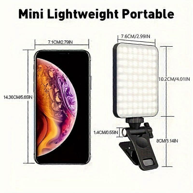 1pc Portable LED Video Light with Rechargeable Battery, Ultra-Thin Clip-On design, Stepless Dimming, 3 Light Modes, for Makeup, Selfie, Vlogging, Vide