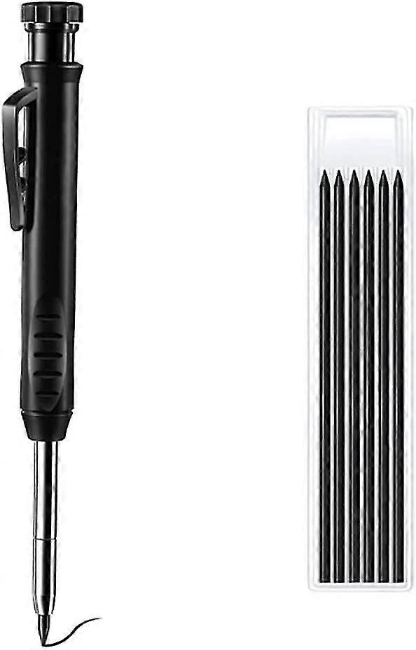 Solid Carpenter Pencil Set - Hole - Mechanical Mechanical Pencil - For Carpenters - Woodworking, Black