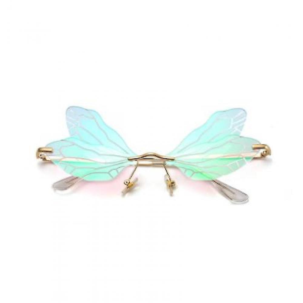 Green Women's Frameless Butterfly Wing Sunglasses