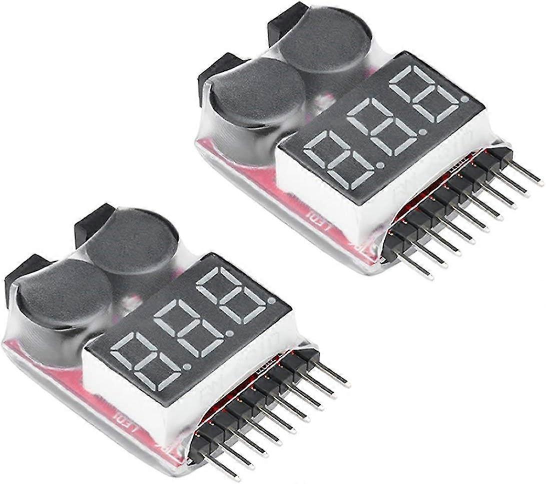 RC 1-8s Lipo Battery Tester Monitor Buzzer Low Voltage Alarm Voltage Checker with LED Indicator (2PCS)