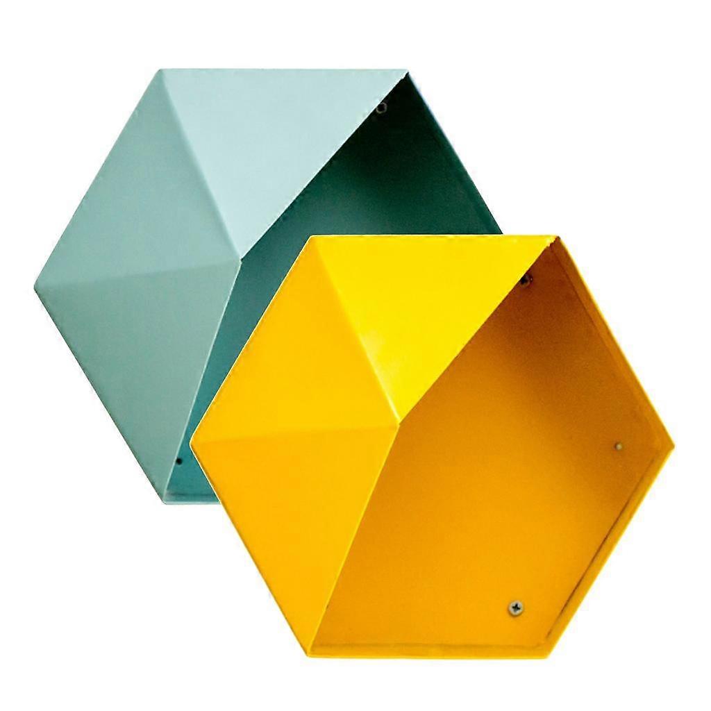 2 Pieces Wall Mounted Iron Hexagon Flower Plant Display Rack Planter Units