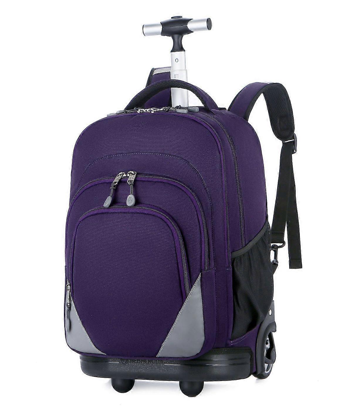 Kids Multi Layer School Bag Large Capacity Rolling Backpack Lightening Purple Wheeled Backpack