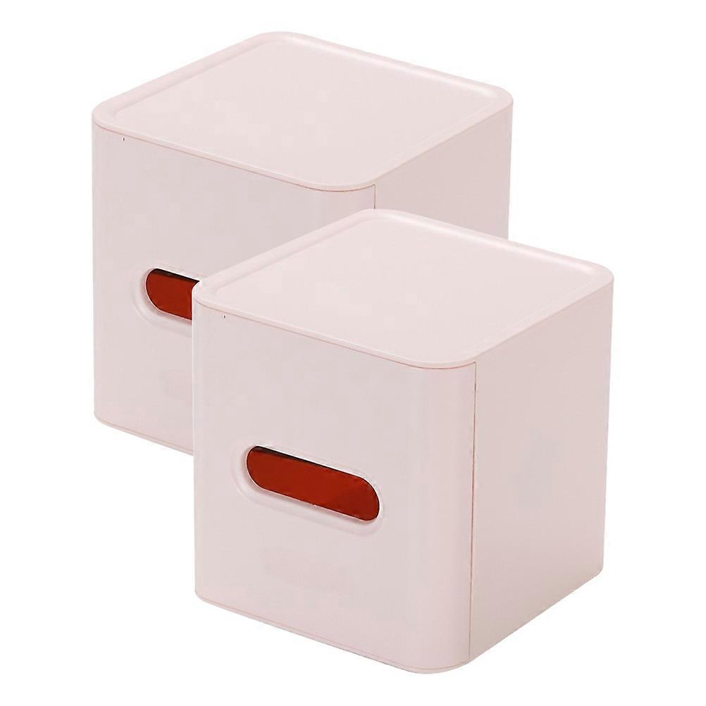 2pcs Bathroom Tissue Box Cover Simple Square Plastic Tissue Cube Holder Storage Case