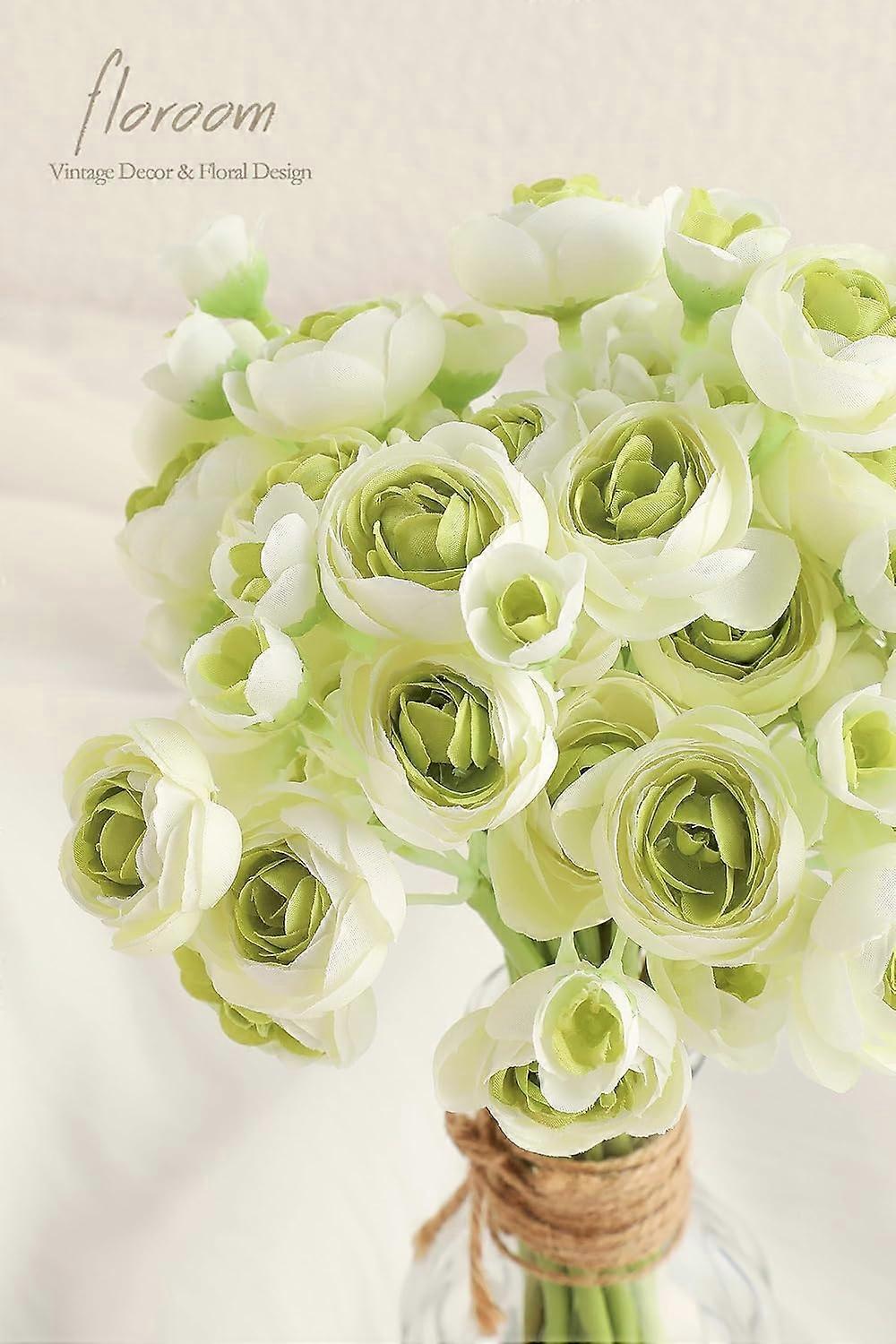 Mazzo di fiori artificiali Ranunculus 14 mini arancioni/gialli/rosa ciliegia 27 cm - Italia