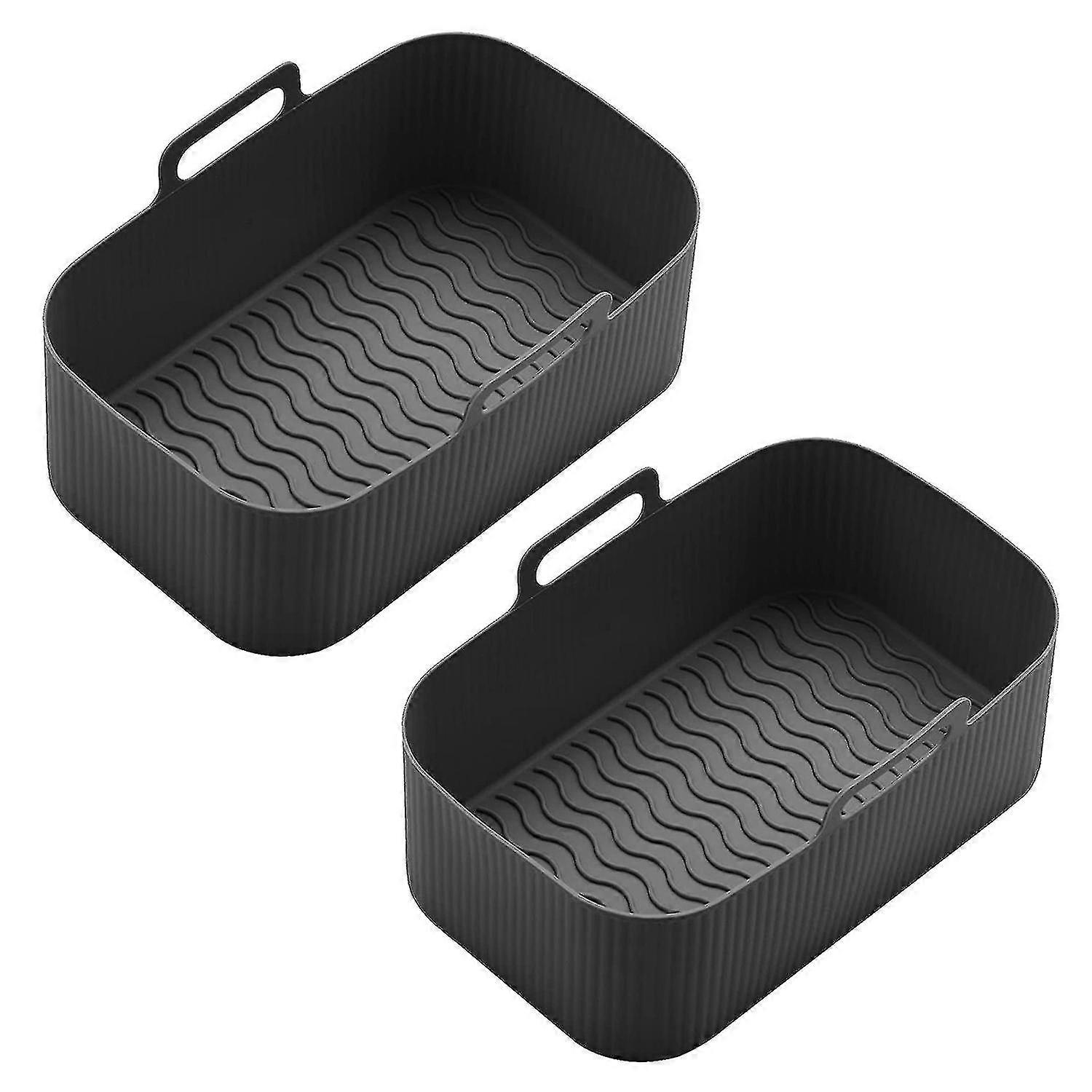2pcs סיר סיליקון לטיגון אוויר סיליקון ליינר טיגון אוויר שחור