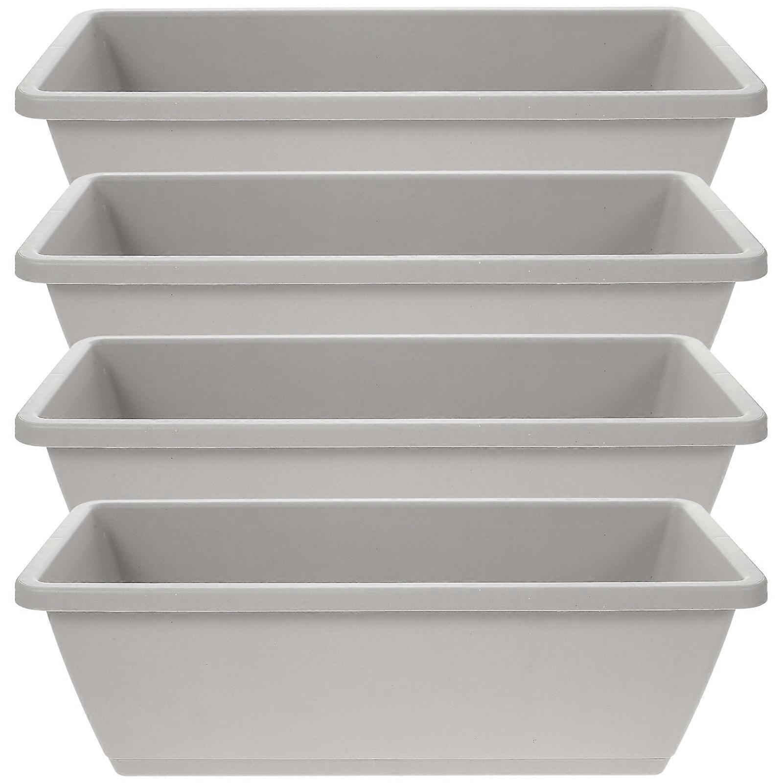 4 Sets Rectangular Window Flower Box Planter Plant Vegetable Planters with Tray