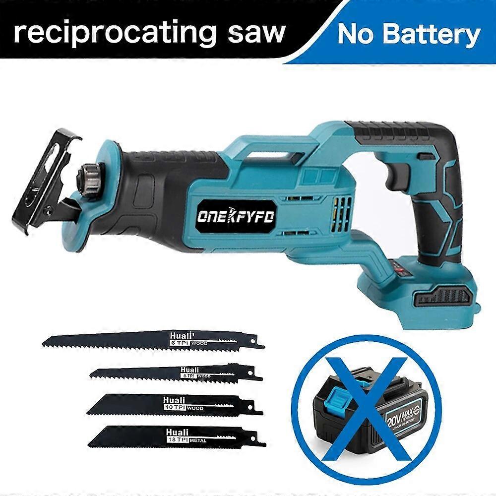 Portable Electric Reciprocating Saw Cutting Brushless Saw Power Tools with 4pcs saw blades For Makita 18V battery (No Battery)