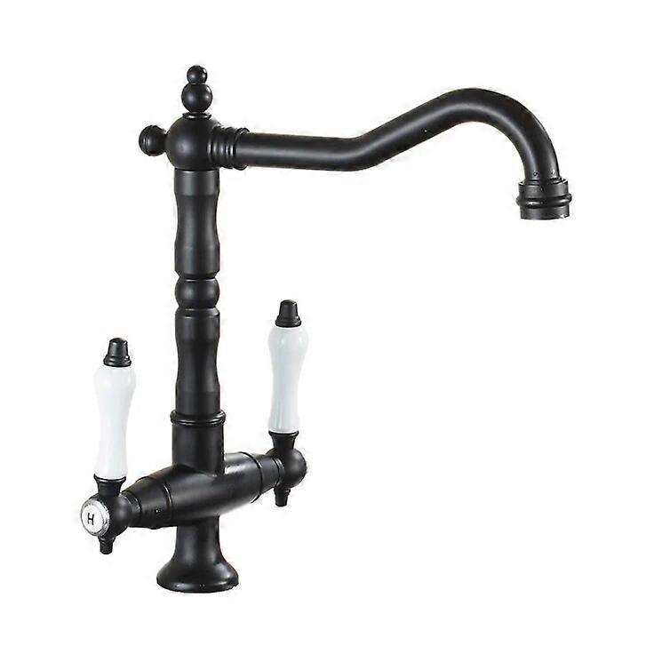 Modern brass black gold seated double handle kitchen sink cold and hot water faucet single hole basin faucet bathroom mixer tap
