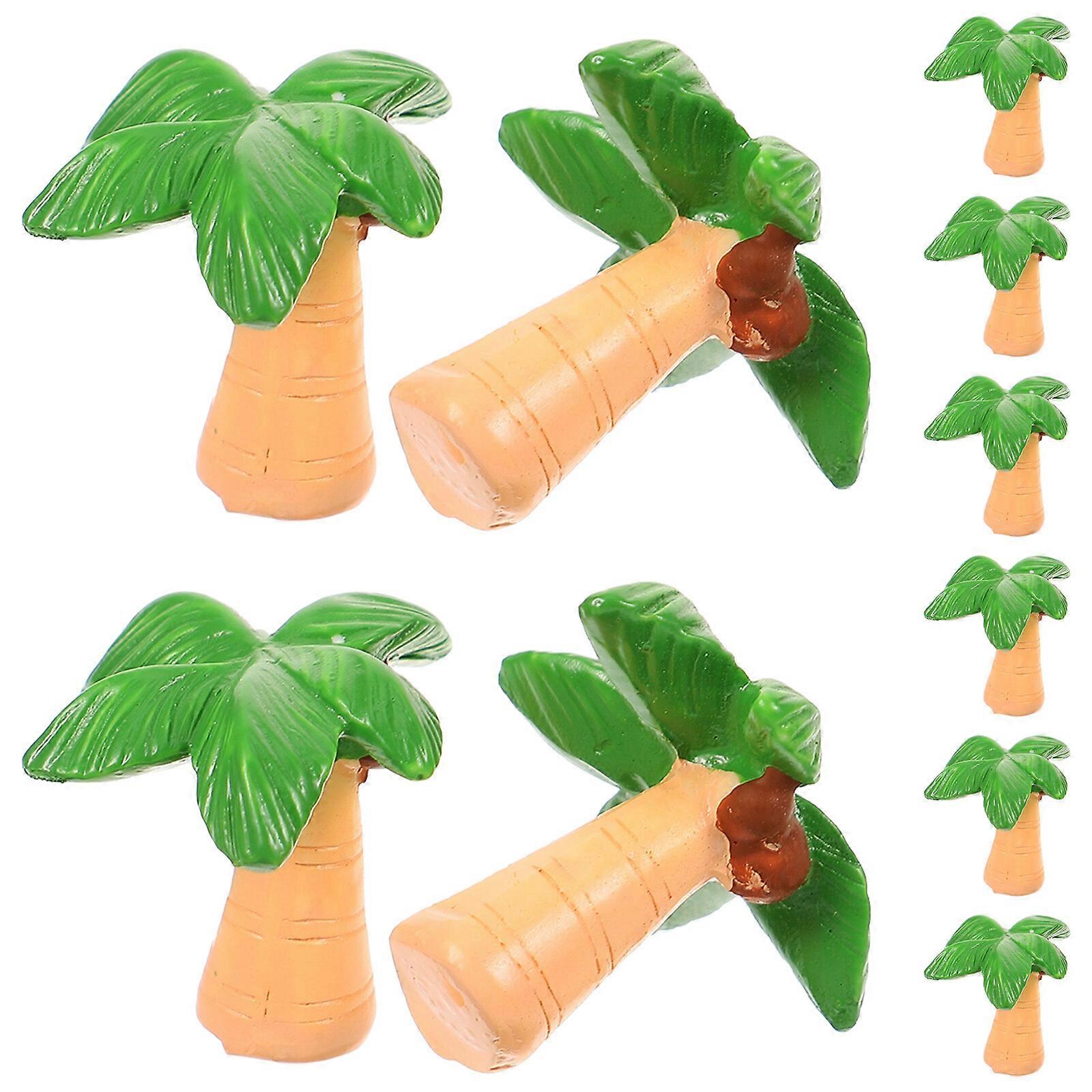 10pcs Miniature Coconuts Tree Models Mini Coconuts Tree Decorations Miniature Beach Tree Models