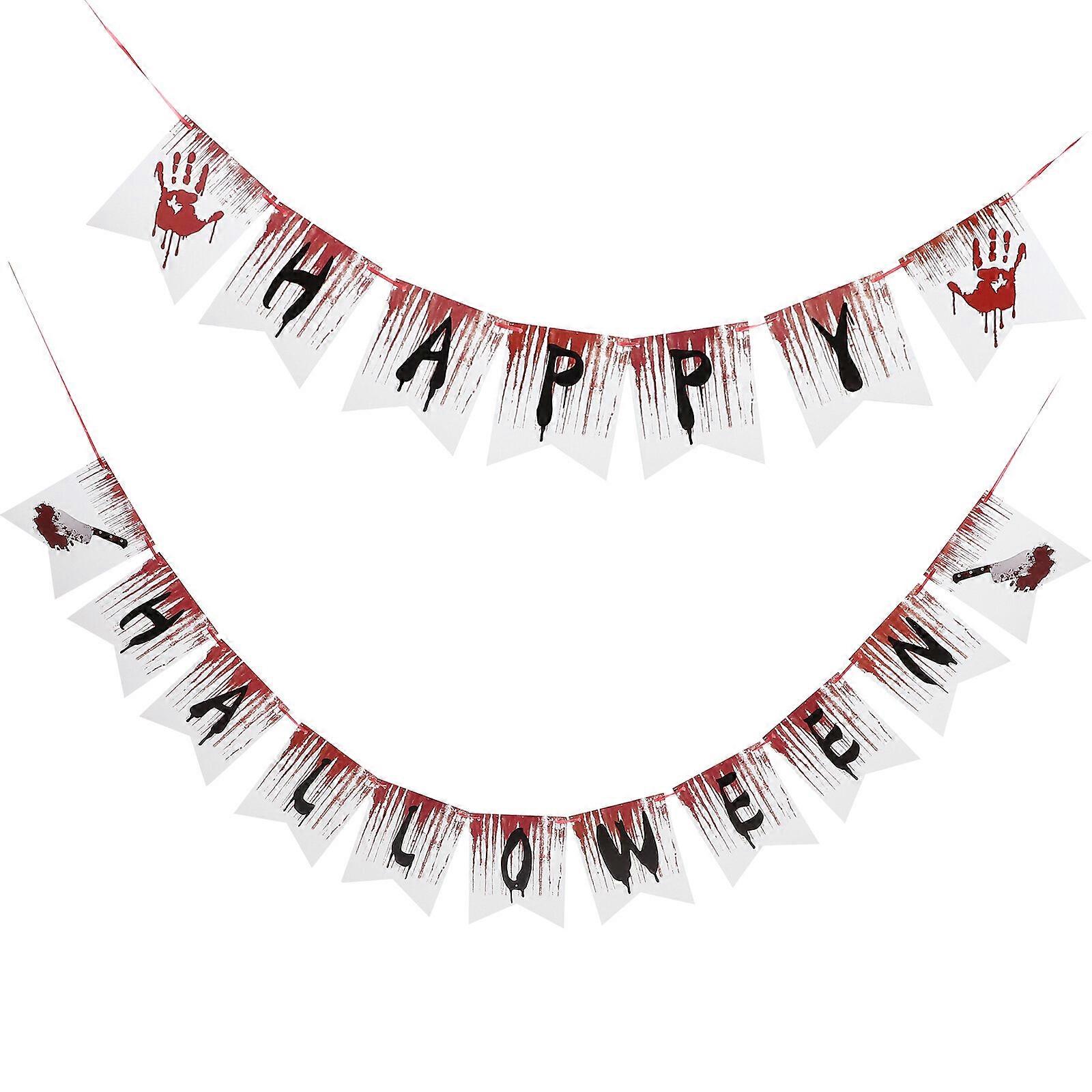 1 Set of Creepy Halloween Banner Bloody Handprint Banner Bloody Handprint String Flags