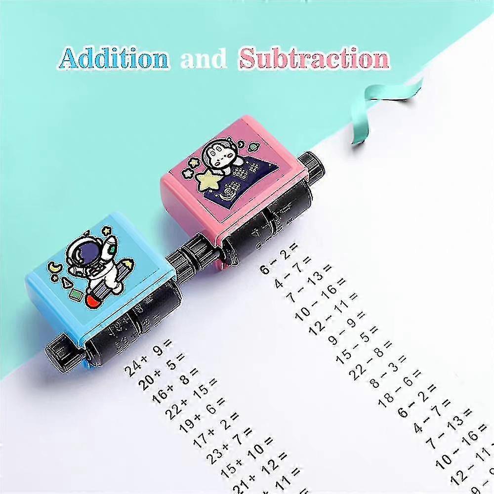 2pcs/set Addition And Subtraction Teaching Stamps Smart Math Roller Stamps Practice Tools-yky