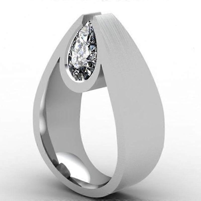 Anillo de diamante brillante triangular dimensional plateado - Creative Dimension