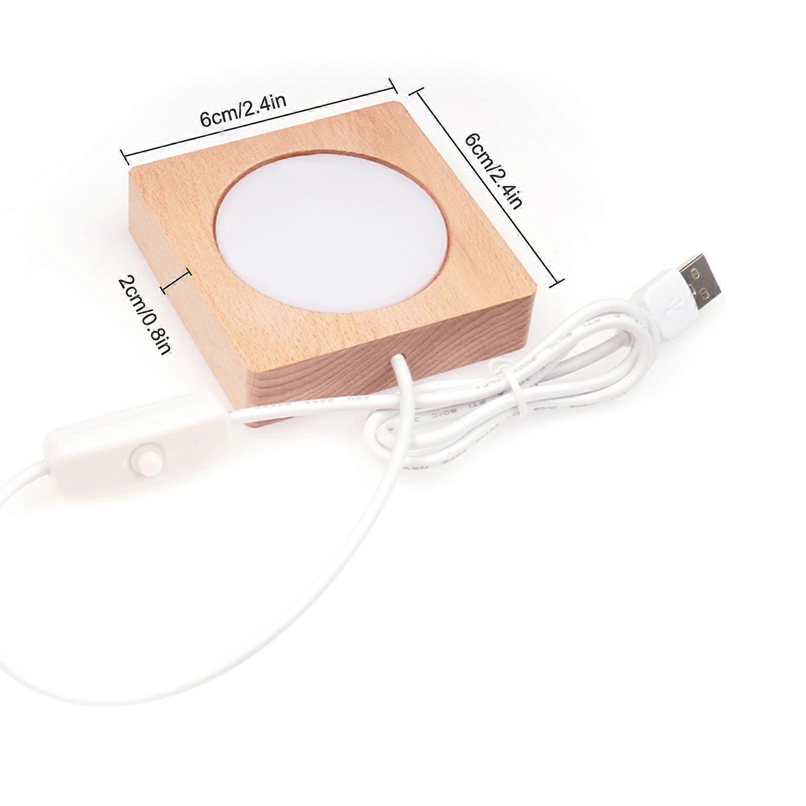 Wooden Led Light Base For 2d/3d Crystal Crafts - Multipurpose Square Usb Illumination Stand