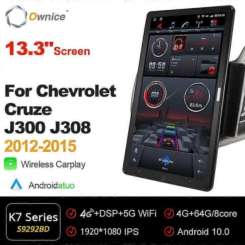 Tesla stile 13,3 pollici 1920 * 1080 IPS Android 10.0 per Chevrolet Cruze J300 J308 2012-2015 autoradio ruotabile 360 6G 128G 2 din