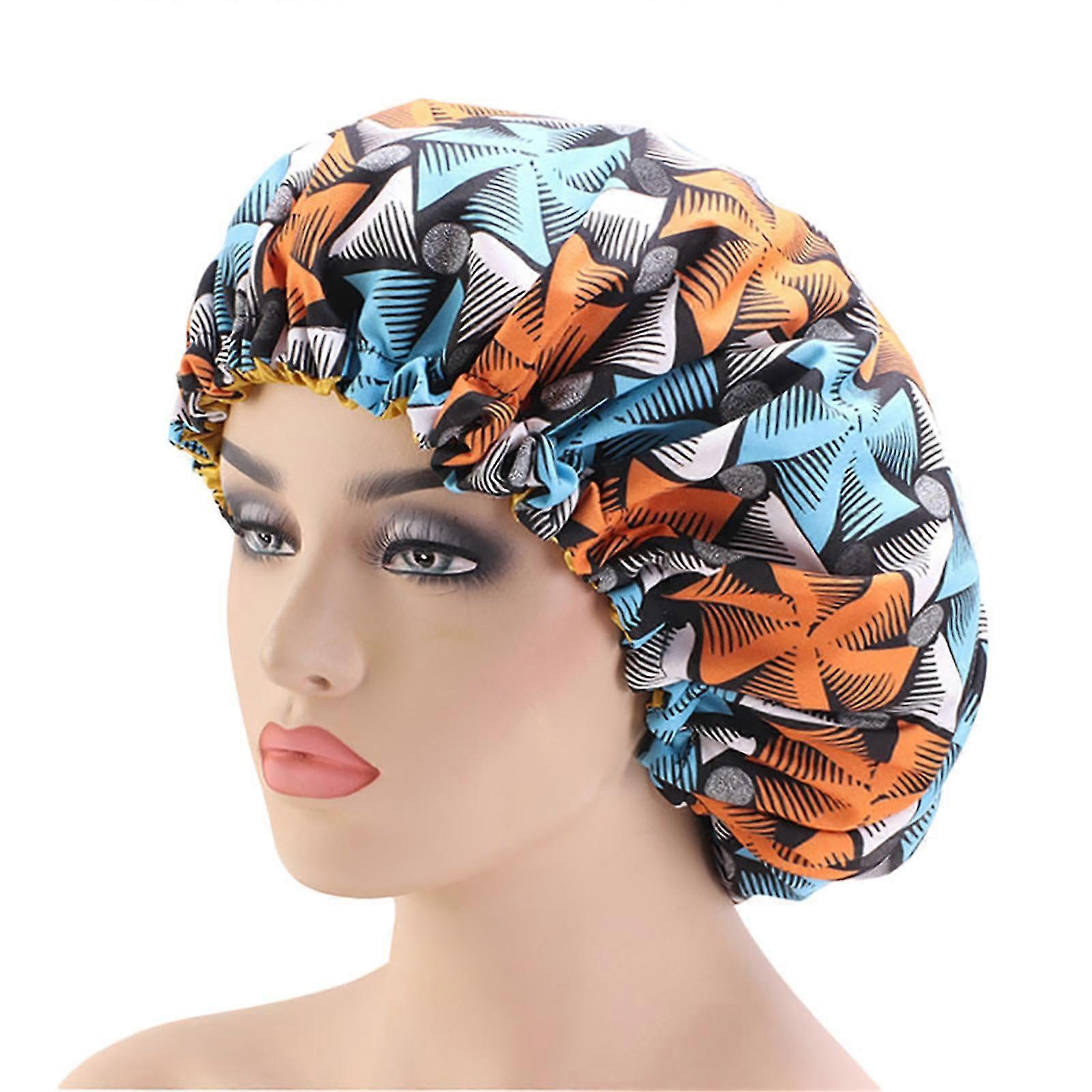 Night Sleep Hat Printed Soft Polyester Double-layer Women Cap For Home