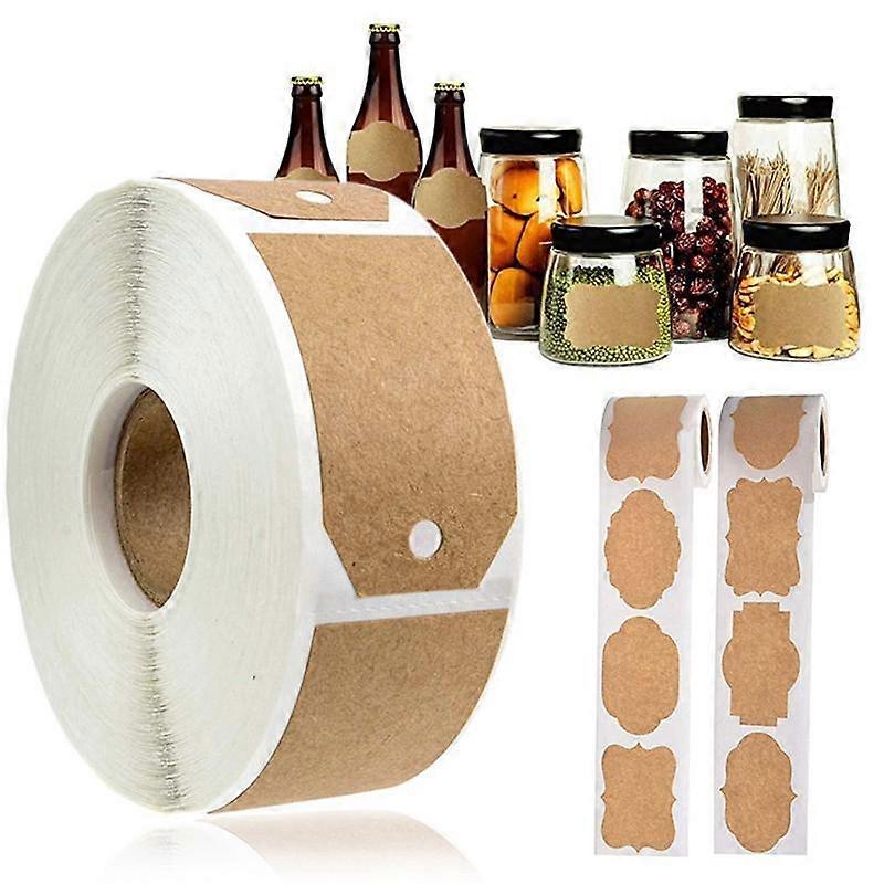 300pcs Vintage Blank Kraftpapir Forsegling Klistermærke DIY Køkken Klassificering Bagning Emballage Selvklæbende Papir Etiket Gavemærker