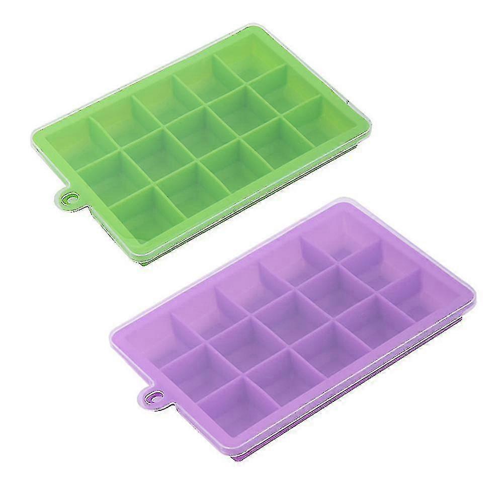 2-pack Silicone Ice Cube Trays With Lids Easy Release Ice Cube Molds
