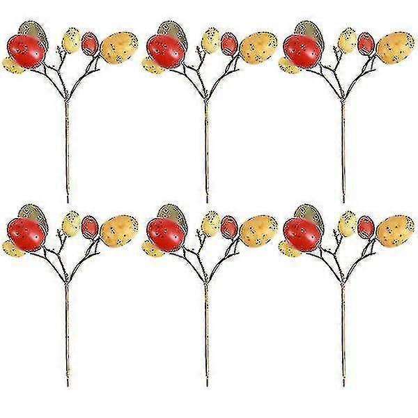 6 Pcs Simulation Easter Egg Plant Ornament Artificial Plant Easter Ornament
