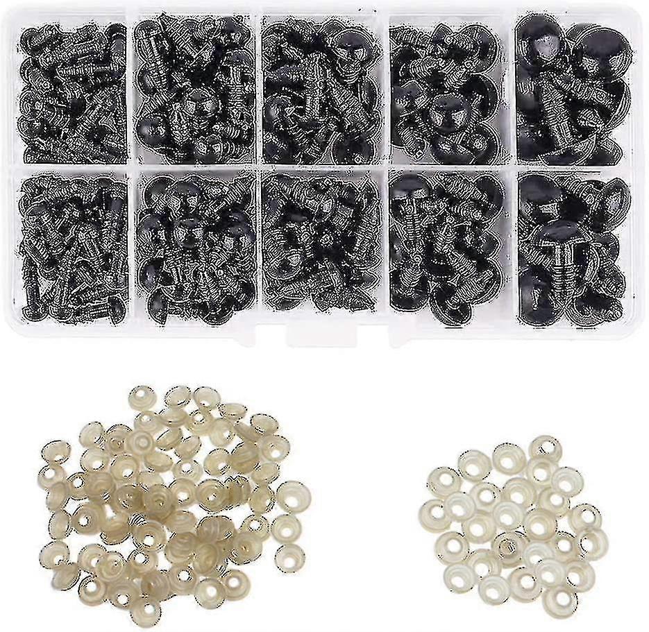 300 pièces Yeux de sécurité en plastique pour jouets, yeux de sécurité noirs pour jouets au crochet