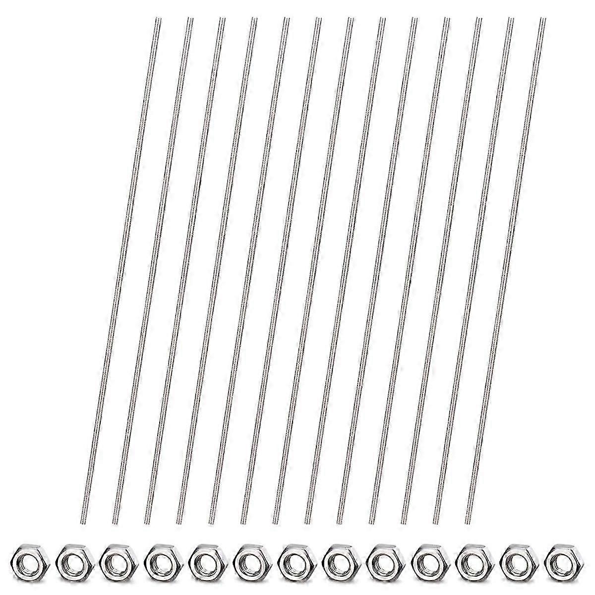26pcs 8/32 polegadas Hastes Rosqueadas e Porcas Hexagonais, 12 polegadas Aço Inoxidável Totalmente Rosqueado Para Hastes de Estaca de Jardim com Contas