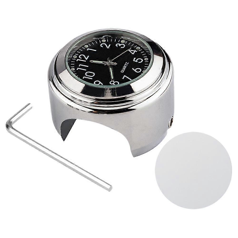 Alloy Motorcycle Bike Clock 22-25.4mm Handlebar Luminous Clock/Thermometer-Clock Shell White Dial